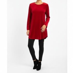 Red Velvet Long Sleeve Tunic Top Womens Large Whimsigoth Formalwear Regencycore